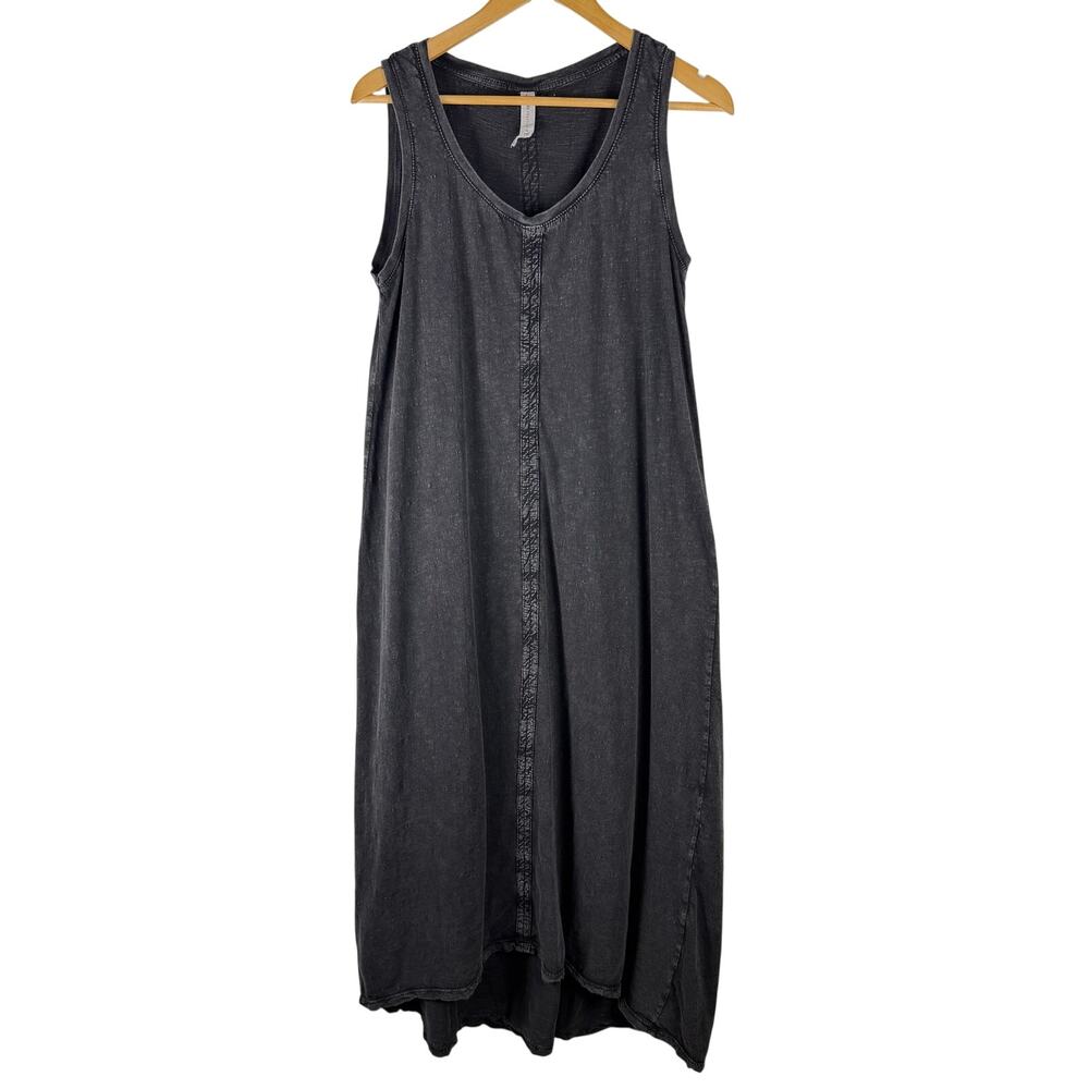 Daily Practice Washed Black 100% cotton Sleeveless Relaxed Fit Midi Dress MEDIUM